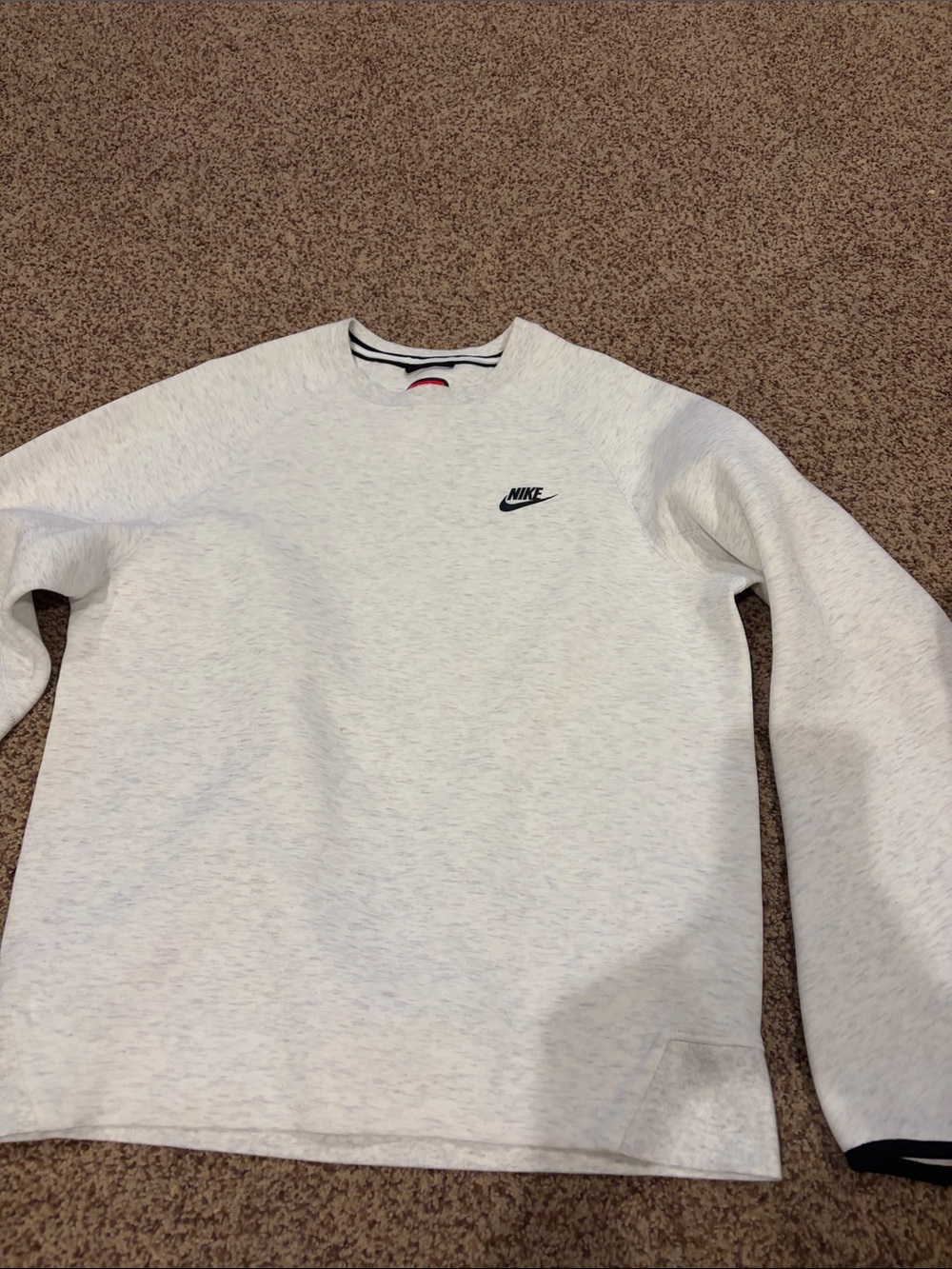 Nike Tech Men's Heather Light Gray Crewneck Sweatshirt with Black Logo